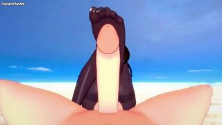 Yor Forger from Spy X Family Gives You A Footjob At The Beach Hentai POV - porn video