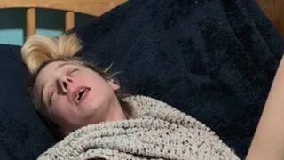 Reaction clip of just my head and tits while I masturbate off camera - porn video