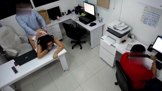 Girl boss fucks her coworker next to the assitent - porn video
