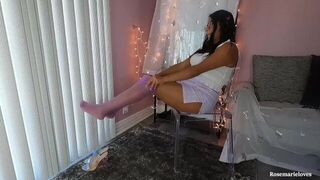 Purple pantyhose try on upskirt and leg foot fetish - porn video