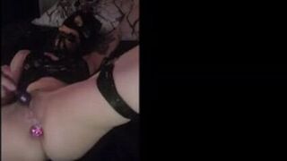 MILF in leather masterbating and anal - porn video